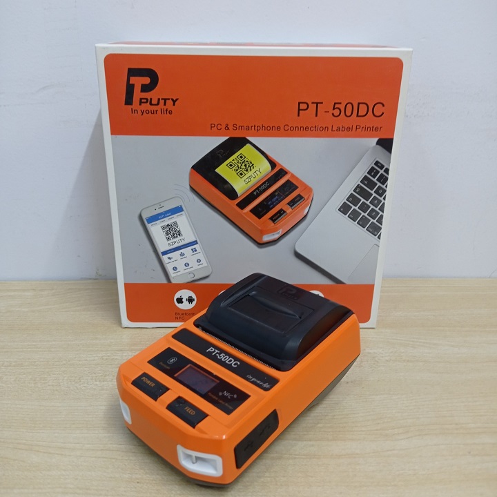Máy in hóa đơn, in tem nhiệt không dây Bluetooth di động Puty PT-50DC