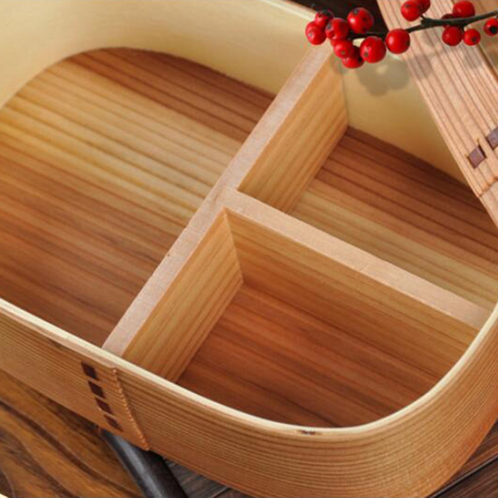 Wooden Lunch Box Sushi Container Picnic Food Carrier for Camping School Home