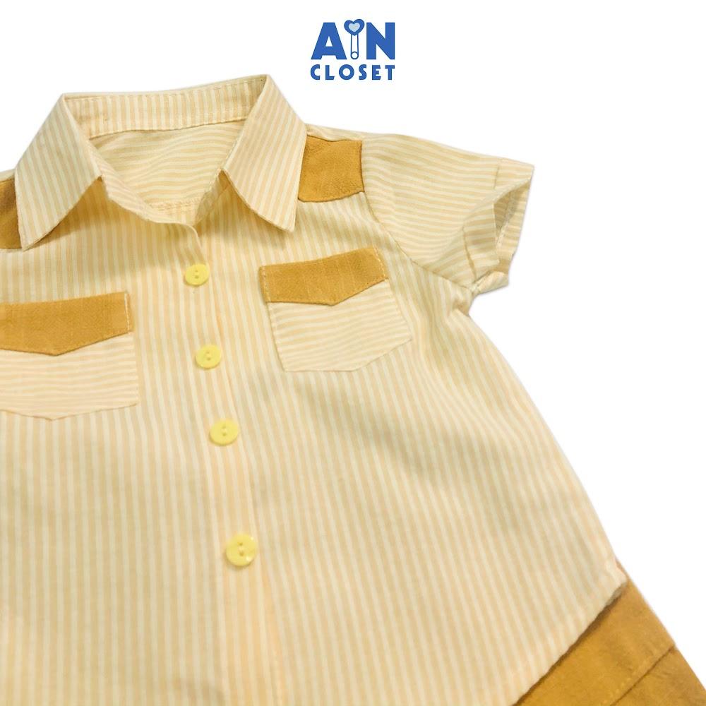 Bộ quần áo ngắn bé trai họa tiết Sơ mi kẻ vàng cotton - AICDBT4R66S4 - AIN Closet