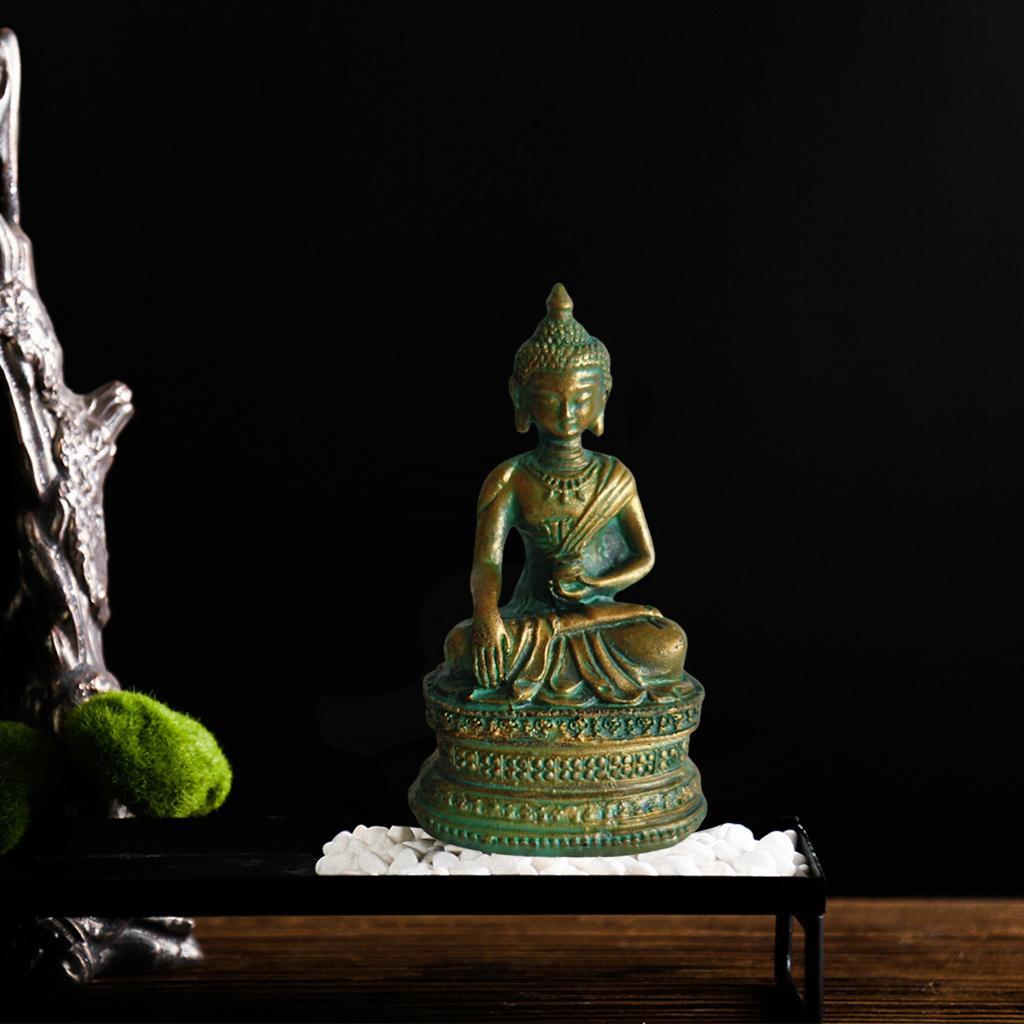 2X SANDSTONE BALCONY HOME GARDEN SMALL ZEN BUDDHA STATUE ORNAMENT DECORATIONS