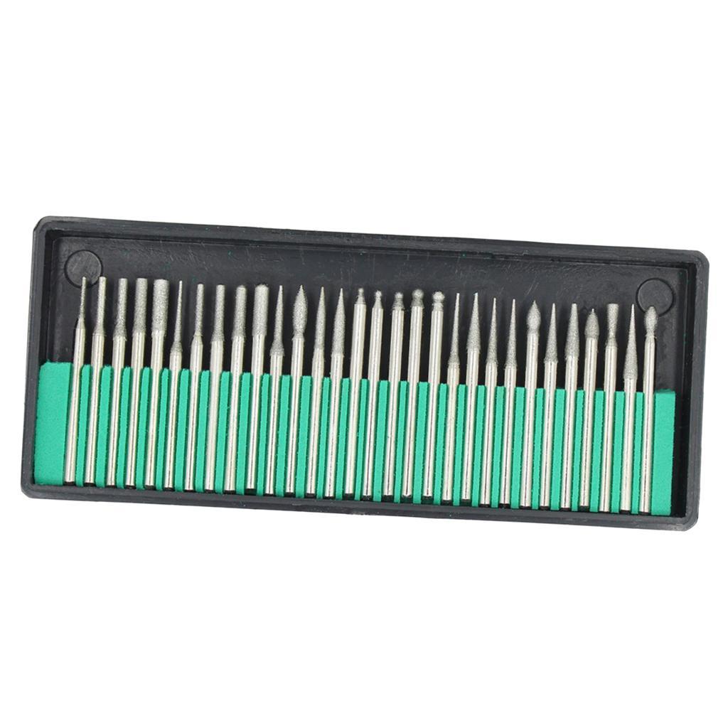 30 Pieces New 3mm Electric Grinding Head Burrs Bur Bit Set Shank Rotary Tool