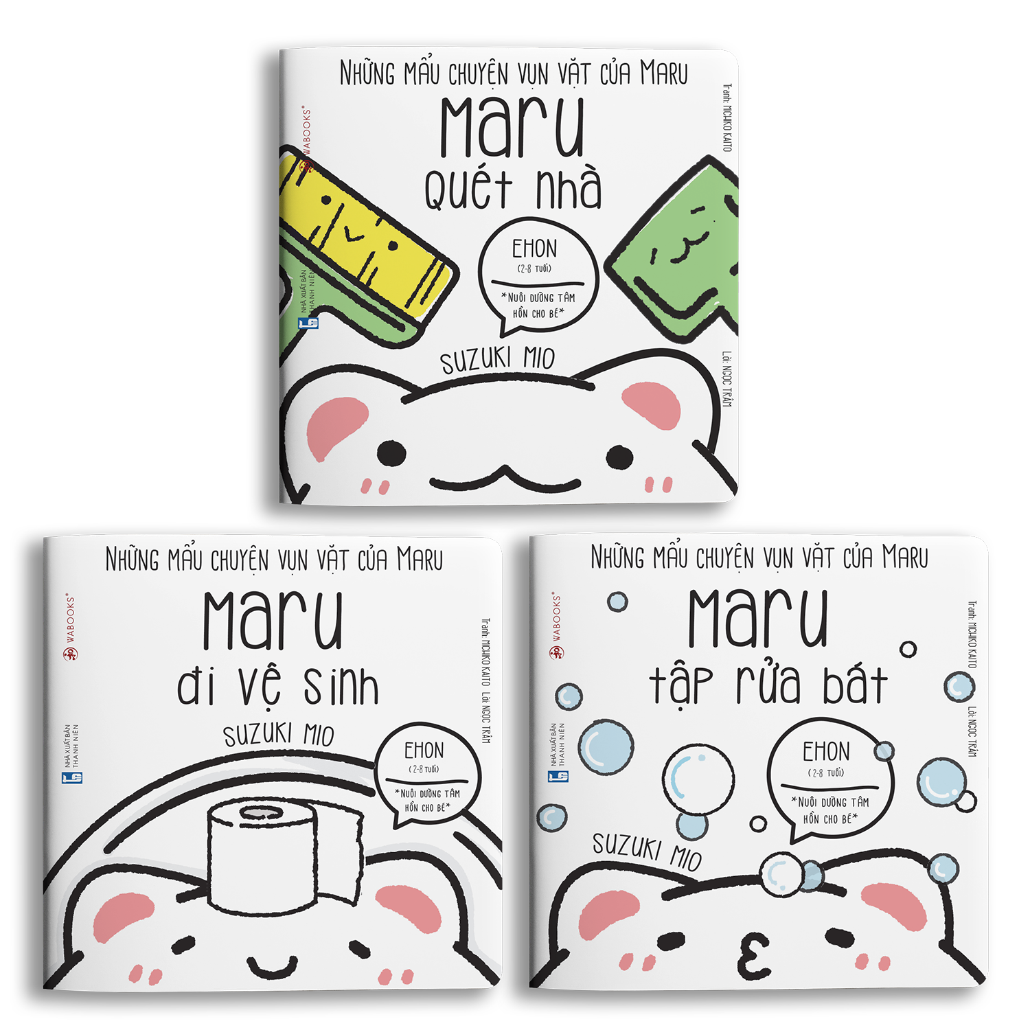 Sách Ehon - Bộ 3 cuốn Maru giúp mẹ - dành cho trẻ từ 2 tuổi