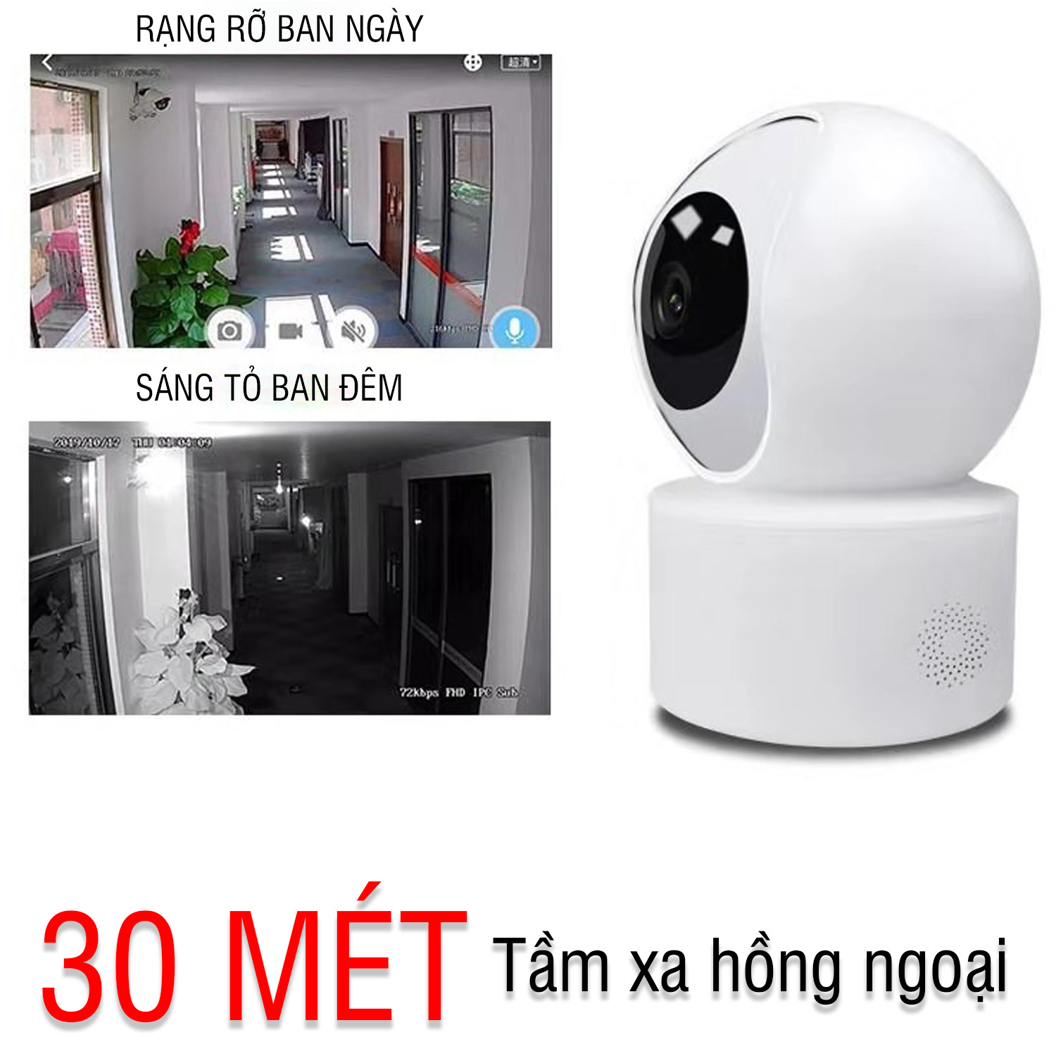 Carecam IP-Camera Wifi- Xoay Theo Chiều Chuyển Động- Hỗ Trợ Đàm Thoại 2 Chiều, Hồng Ngoại Ban Đêm- Hàng Nhập Khẩu