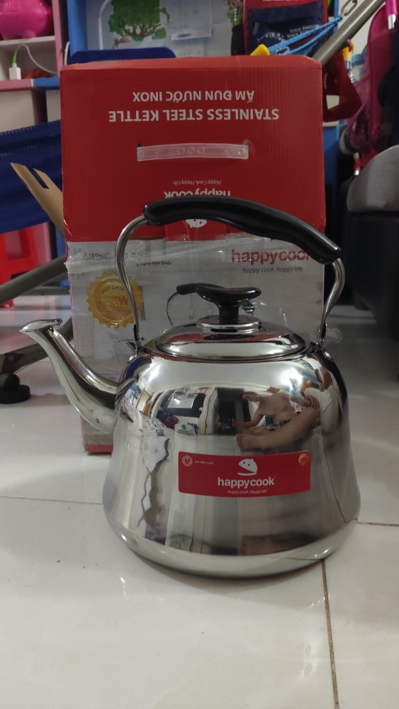 Ấm đun nước inox HappyCook 5L, 3L HGK-300T, HGK-500T, dùng được mọi loại bếp: than, từ, hồng ngoại, gas, cồn...