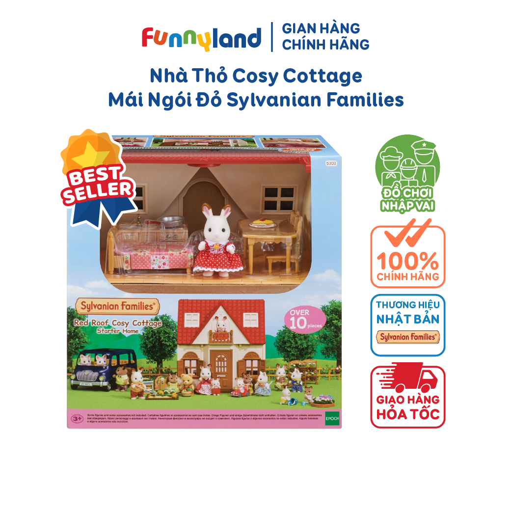 Đồ chơi nhập vai Nhà Thỏ Cosy Cottage Mái Ngói Đỏ Sylvanian Families