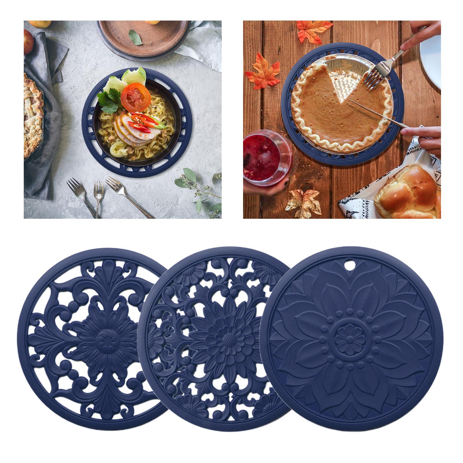 6x Round Silicone Hot Pads Countertop Tableware Bowl Mat Trivet Dining Room