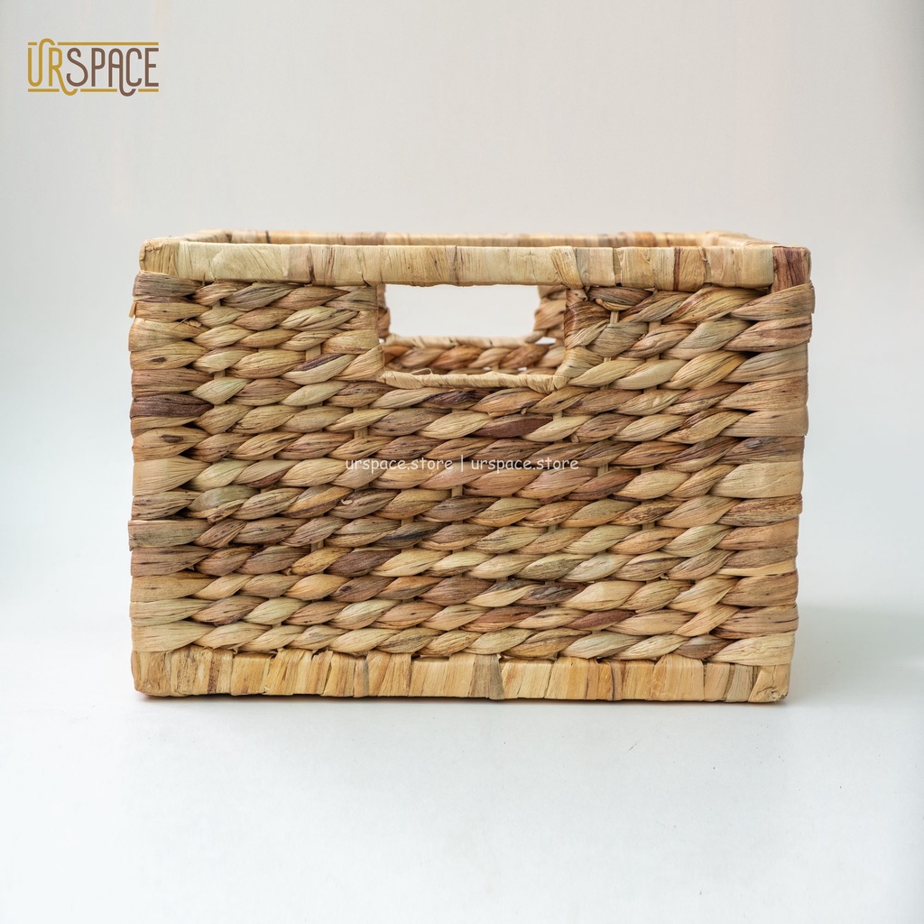Sọt cói chữ nhật khung gỗ trang trí đa năng Ur Space/ Howen rectangle hyacinth storage basket for home