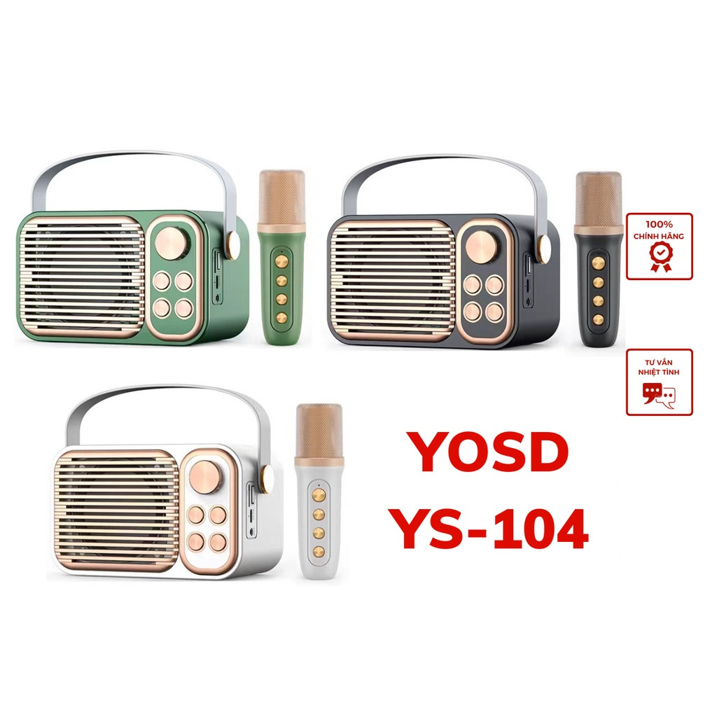 Loa bluetooth karaoke mini YS104 Kèm 1 Mic thiết  kế nhỏ gọn âm thanh hay trầm ấm pin trâu tiện lợi đủ kết nối