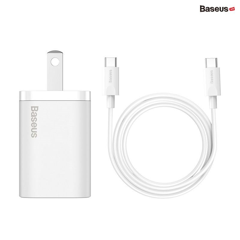 Bộ cốc sạc nhanh kèm cáp C to C Baseus Super Si Quick Charger 1C 25W Sets（PD/ QC3.0 Quick charger, With Cable) dùng cho sam sung S20, S21- Hàng chính hãng