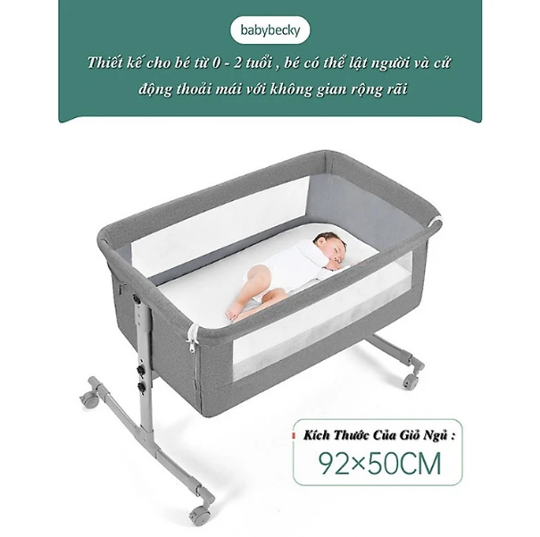 Cao cấp - Nôi Di Động Đu Đưa BabyBecky Deluxe Chống muỗi cho bé yêu