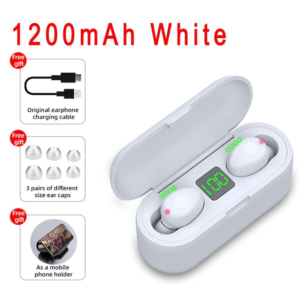 F9 Bluetooth 5.0 Headset TWS Wireless Earphones 1200mAh black