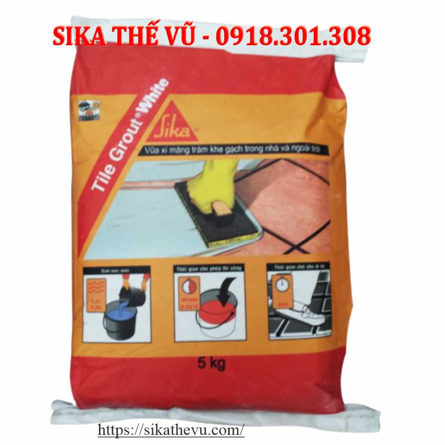 Keo chà ron chống thấm,chống bám bẩn - Sika TileGrout White (bao 5kg)