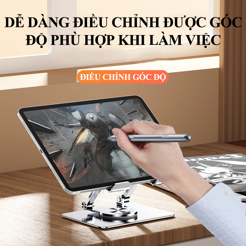 Giá đỡ điện thoại, ipad bằng kim loại cứng cáp có thể xoay 360° phù hợp cho các thiết bị từ 4 đến 12 inch HD00030