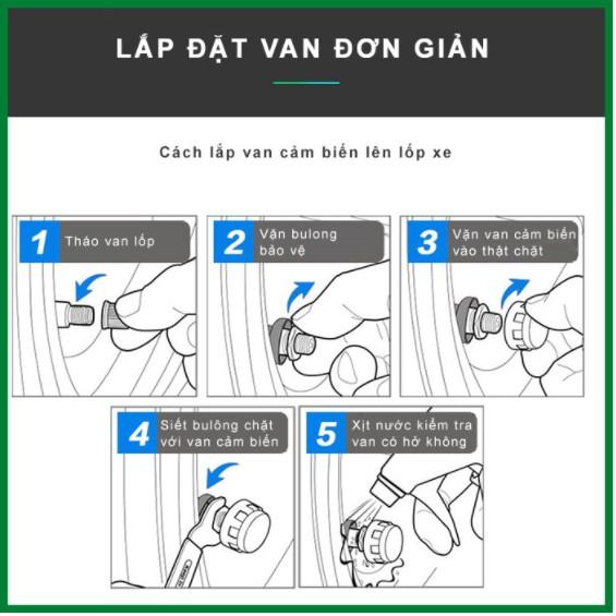 Cảm Biến Áp Suất Lốp , van ngoài,màn LCD, Pin mặt trời, cảnh báo bằng âm thanh.