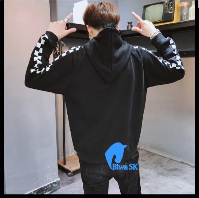 Áo hoodie nam nữ phối sọc chấm