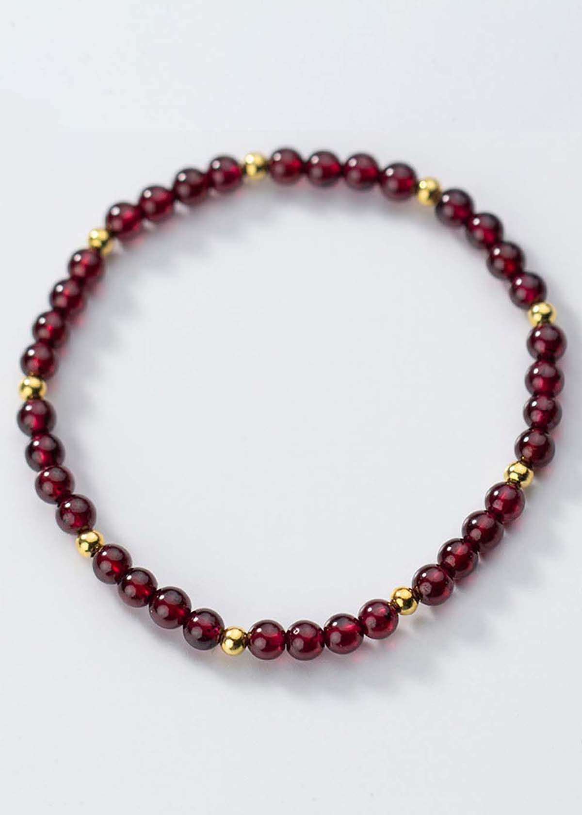 Vòng tay đá Garnet phối bi mạ vàng size hạt 6mm mệnh hỏa, thổ - Ngọc Quý Gemstones