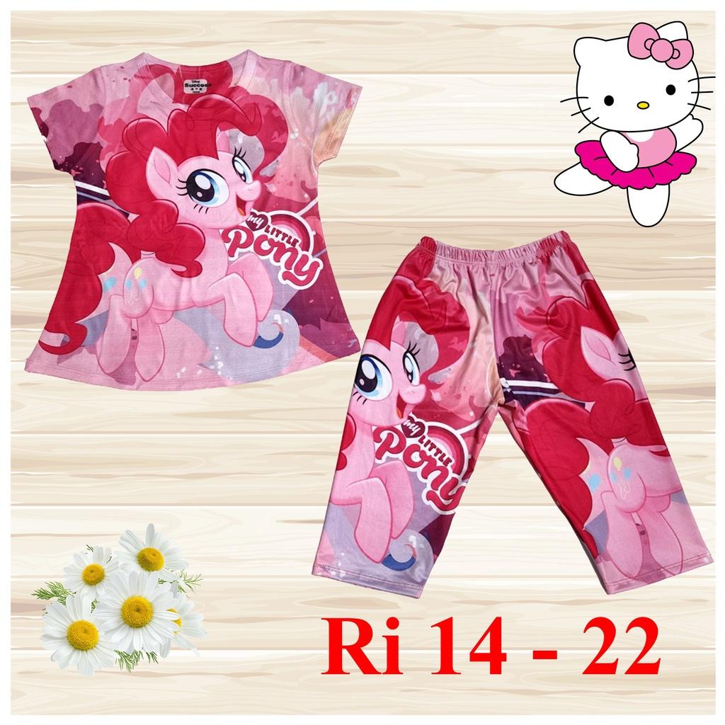 Đồ bộ bé gái, bộ cộc tay cho bé gái hình PONY size 16-40KG chất thun lạnh Thái cực mềm mát