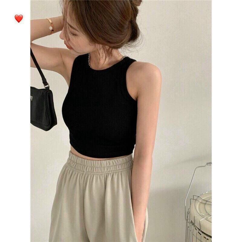 Áo croptop Ba Lỗ nữ kiểu sexy ôm body tank top trơn,Áo CP02 kiểu hàn quốc vải cotton cổ tròn mặc đi chơi,tập gym,đi biển - CP02 Hồng