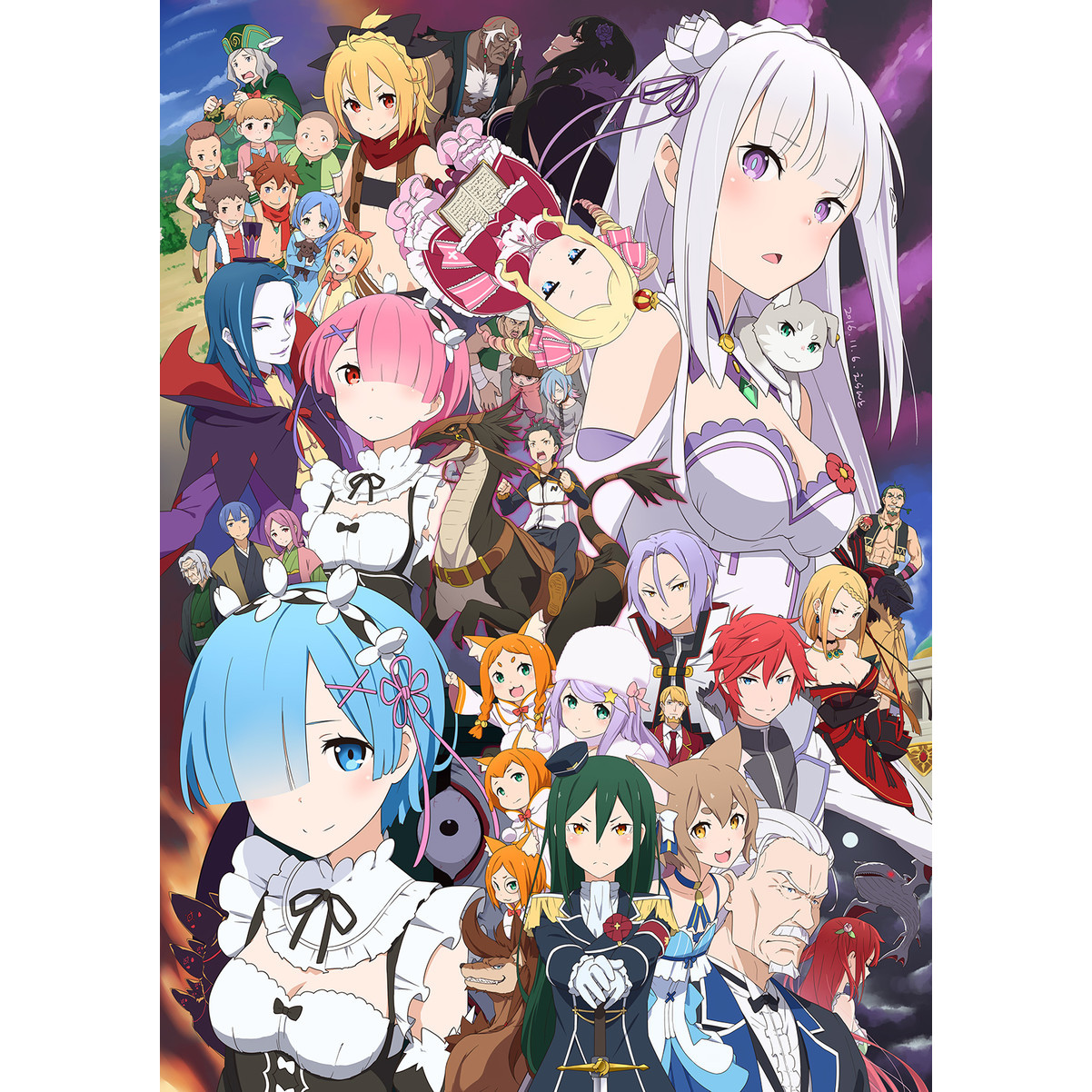 Tranh Poster Re:ZERO  A4 combo 5 tấm khác nhau