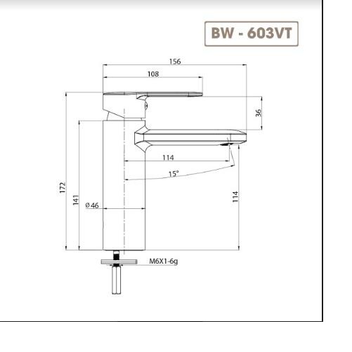 Vòi lavabo nóng lạnh Basic S BW-603VT (bao gồm bộ xả nhấn và dây cấp nước)