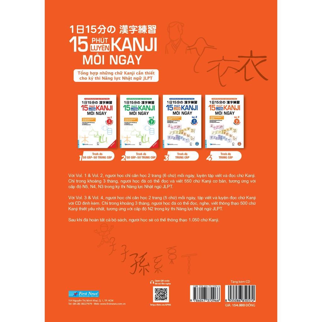 15 Phút Luyện Kanji Mỗi Ngày Vol.4 + CD - Bản Quyền