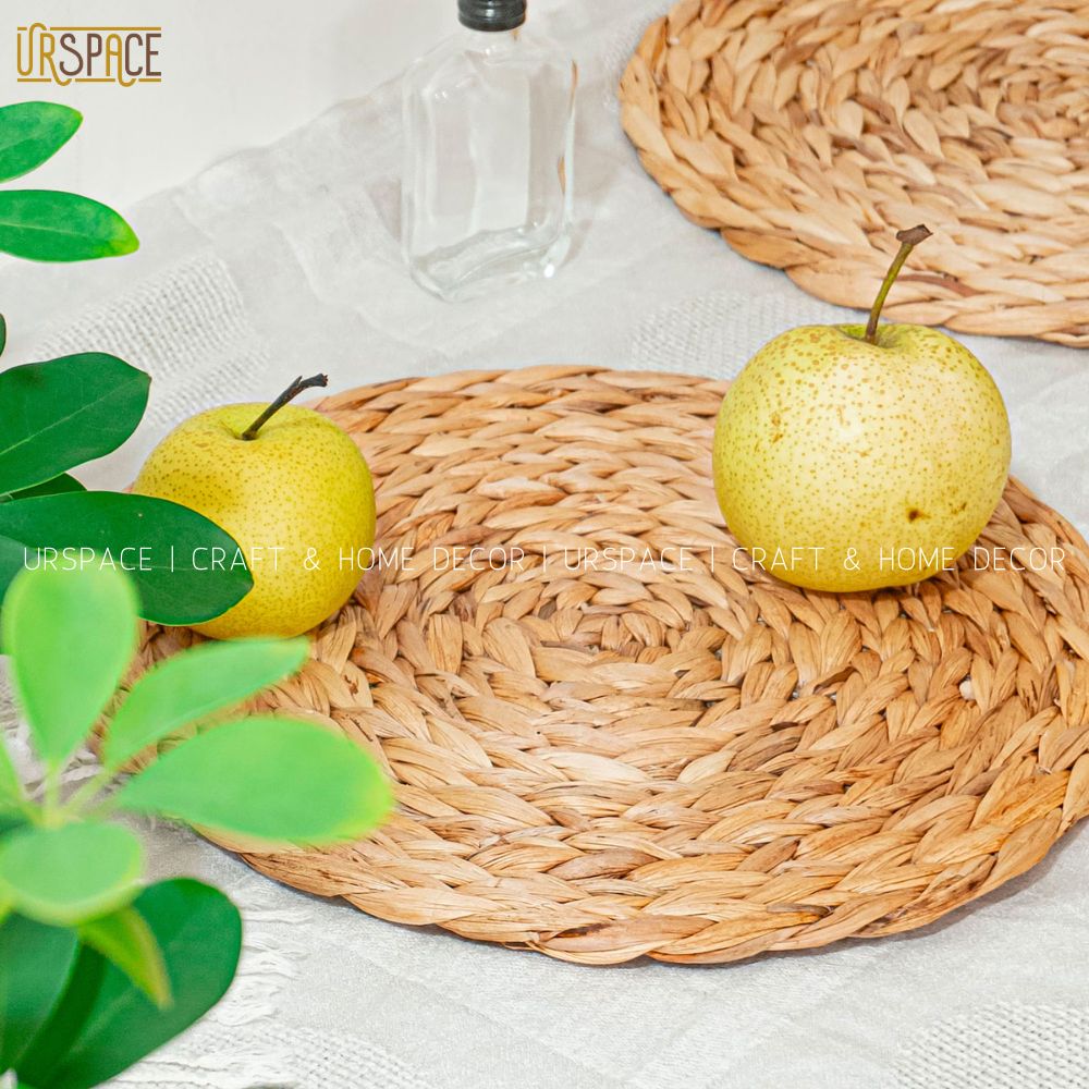 Tấm lót lục bình đa năng UrSpace trang trí decor bàn ăn D25 cm/ ROUND HYACINTH PLACE MAT