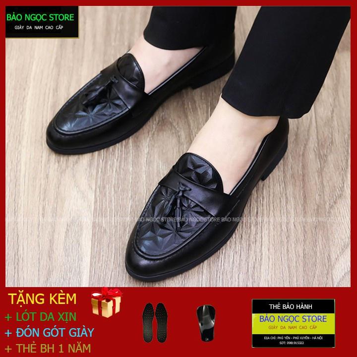 Giày lười nam da Pu Pu dập vân 3D thời trang Đế Cao Su Đúc 3cm Hàng Xuất Dư Mã K3889