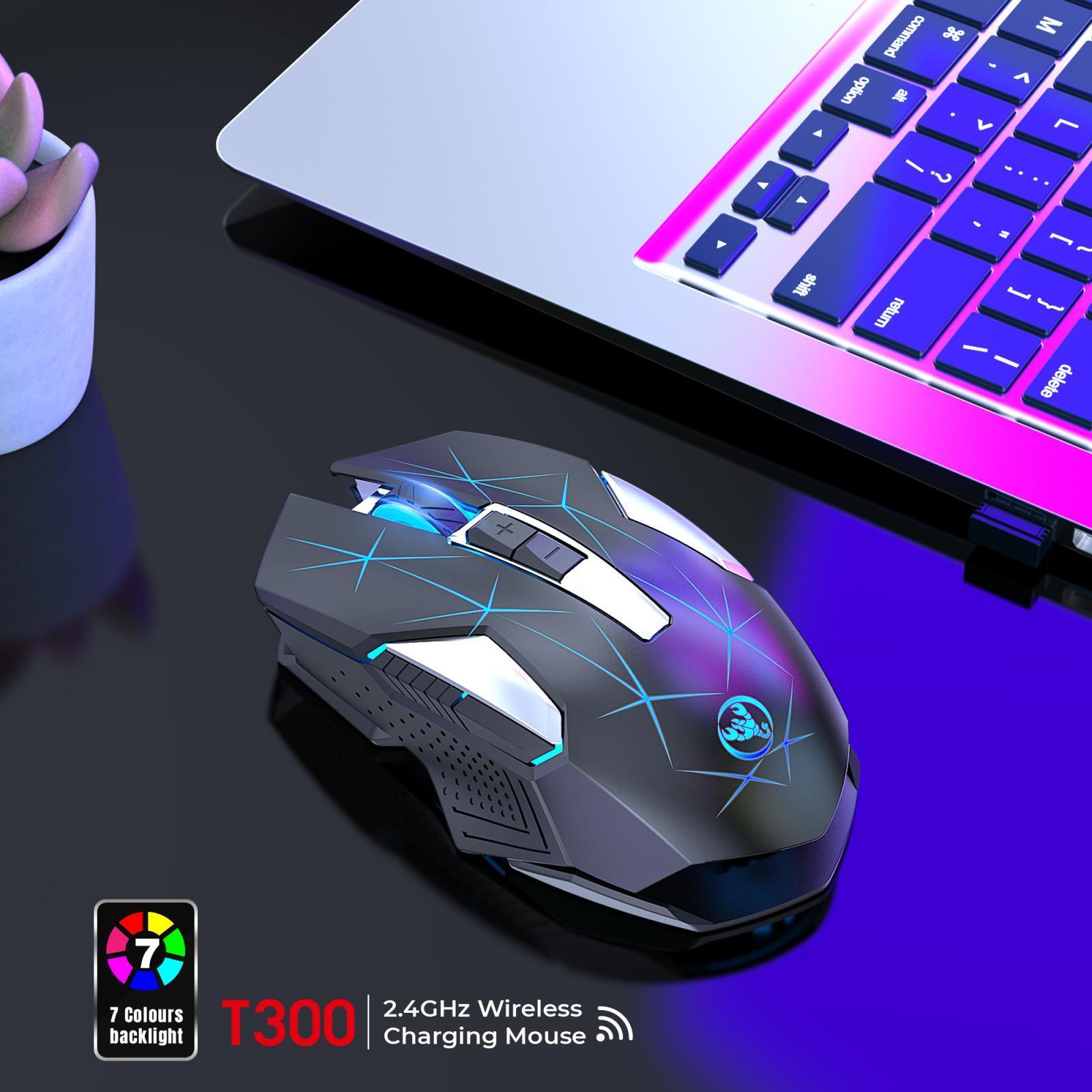 2.4G Wireless Mouse Gaming Mice 3 Adjustable DPI Levels 2400DPI Rechargeable for PC Desktop