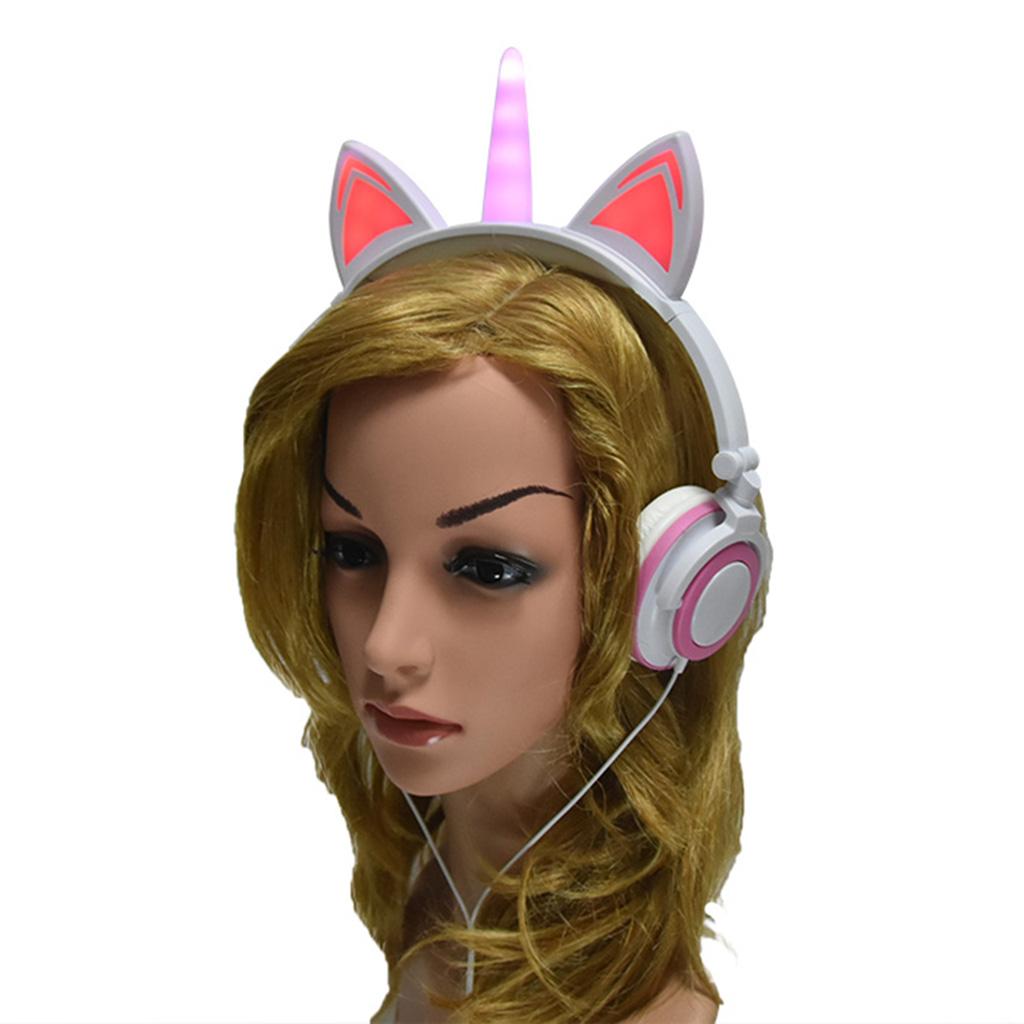 Unicorn Kids Headphones LED Children Girls Teens Headband On Ear 3.5mm Jack for PC MP3/4