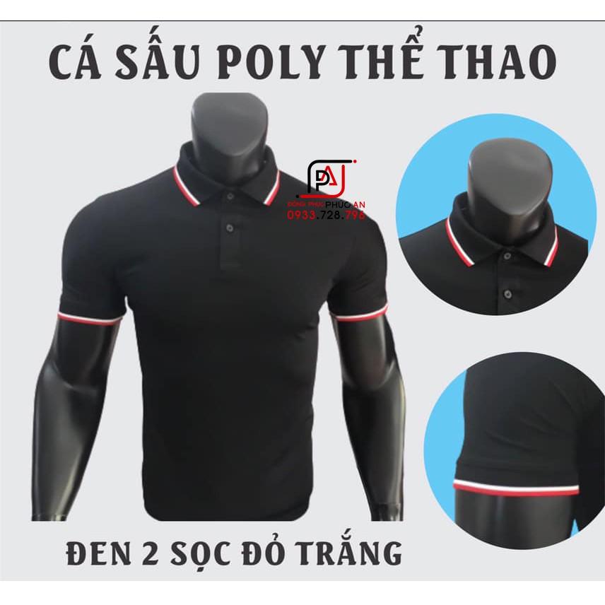Áo thun cổ sọc nam nữ chất vải co giãn thể thao