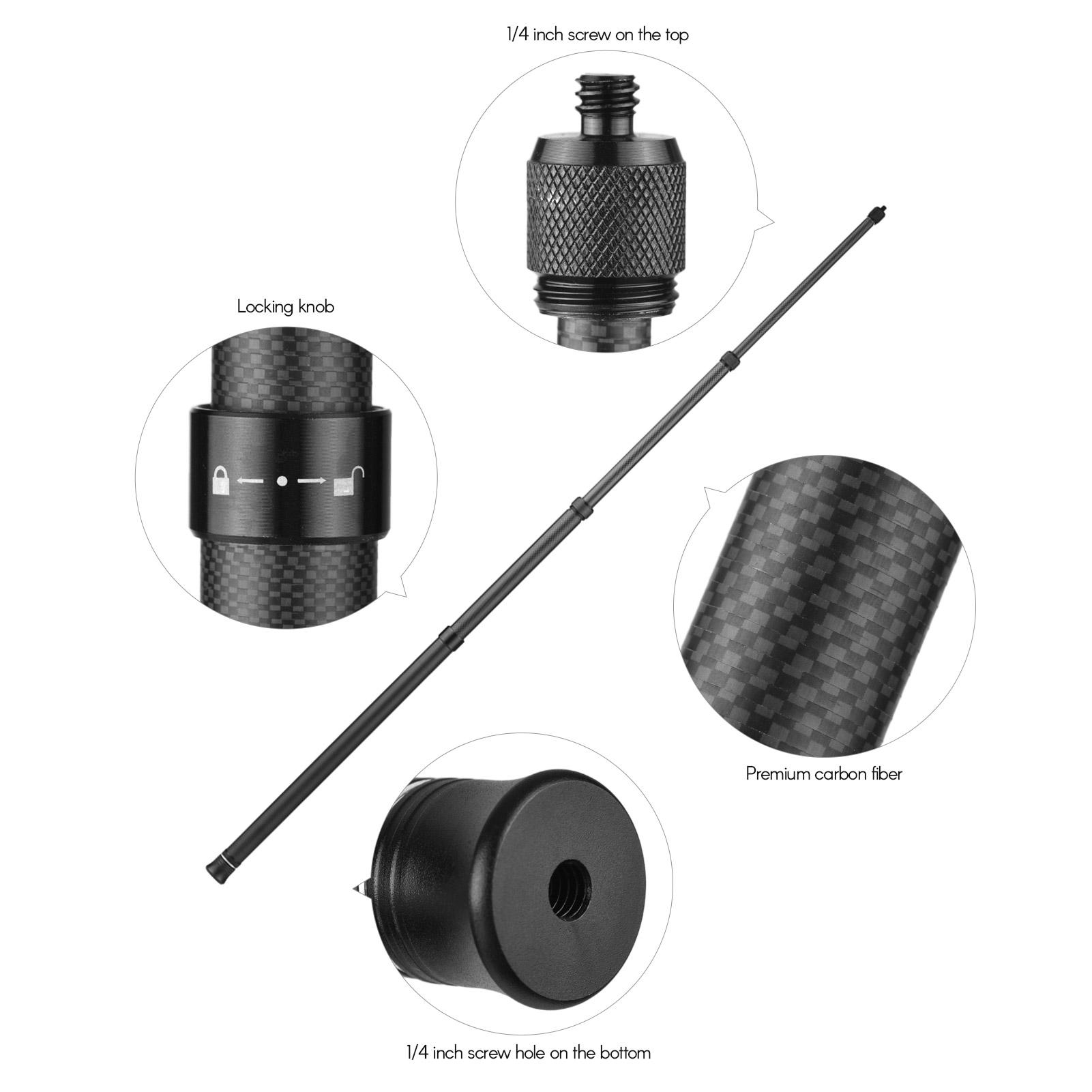 9.8ft Carbon Fiber Selfie Stick Extension Pole with 1/4 Inch Screw Replacement for Panoramic Camera Action Camera