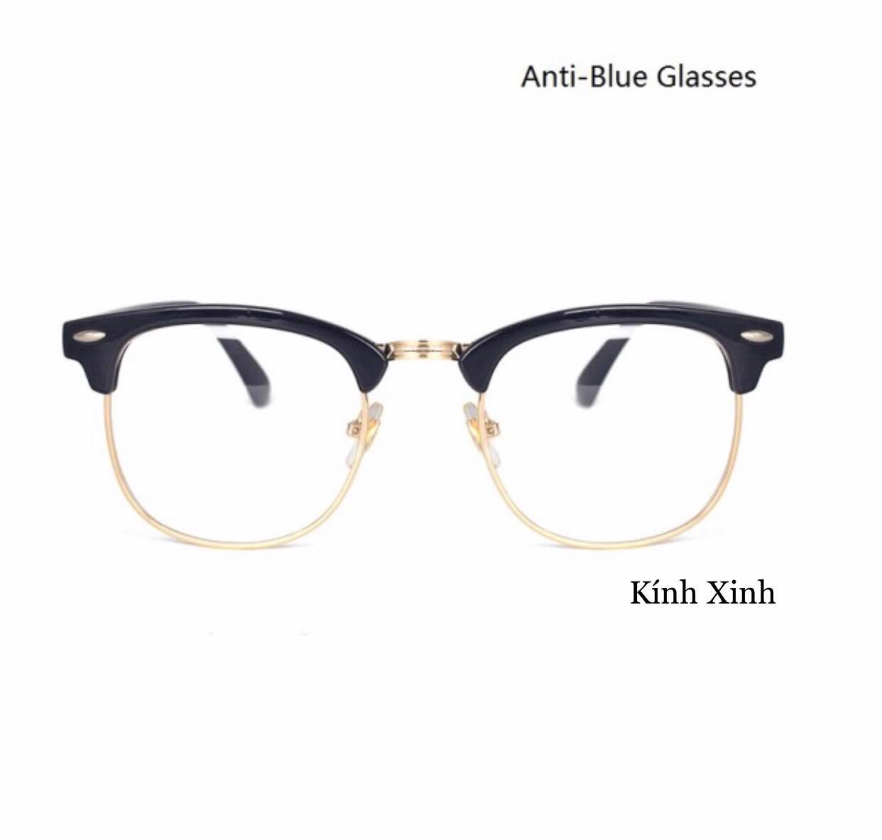 Kính Mắt Chống Ánh Sáng Xanh Bức Xạ Nửa Viền Gọng Nhựa Thời Trang