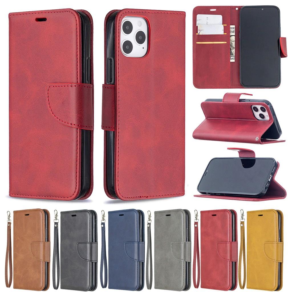 Bao da điện thoại nắp lật PU mềm có ngăn đựng thẻ cho iPhone 12 Pro Max 12 Mini 11 Pro Max