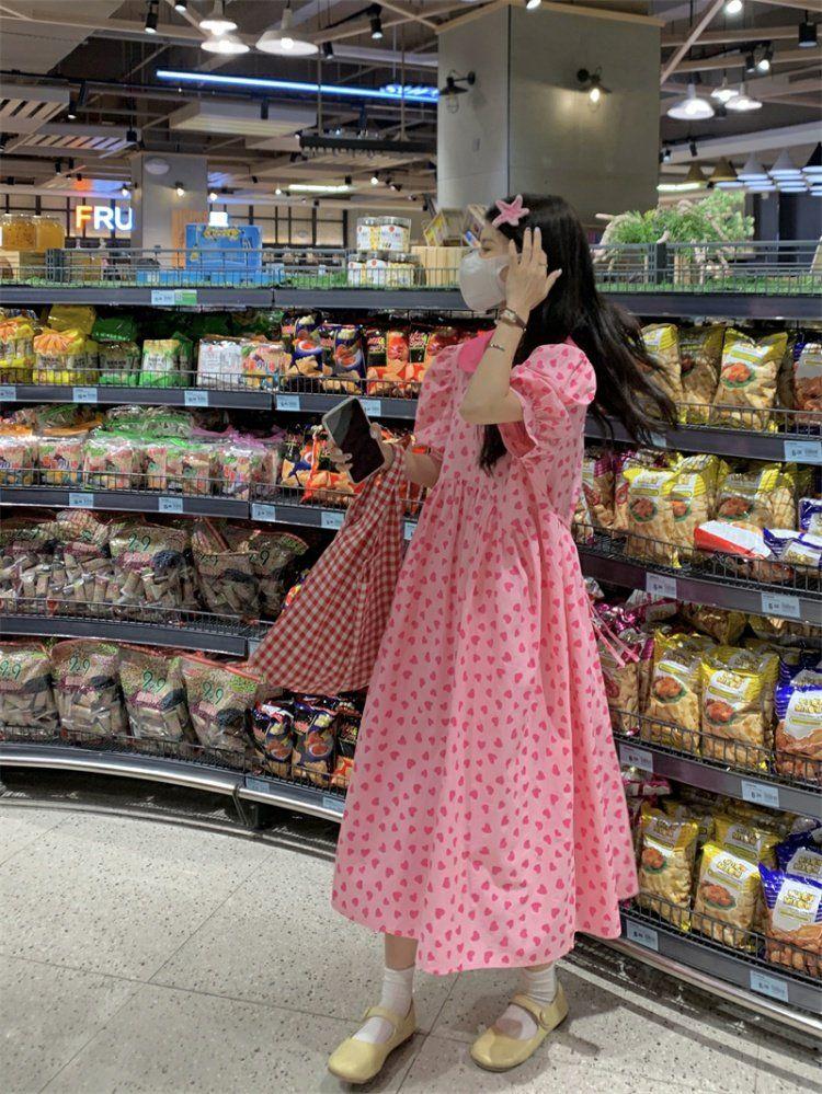 CHENGRUI Váy cổ búp bê Pháp cho nữ mùa hè 2023 đầm dài thắt lưng mỏng sinh viên ngọt ngào dịu dàng váy gió