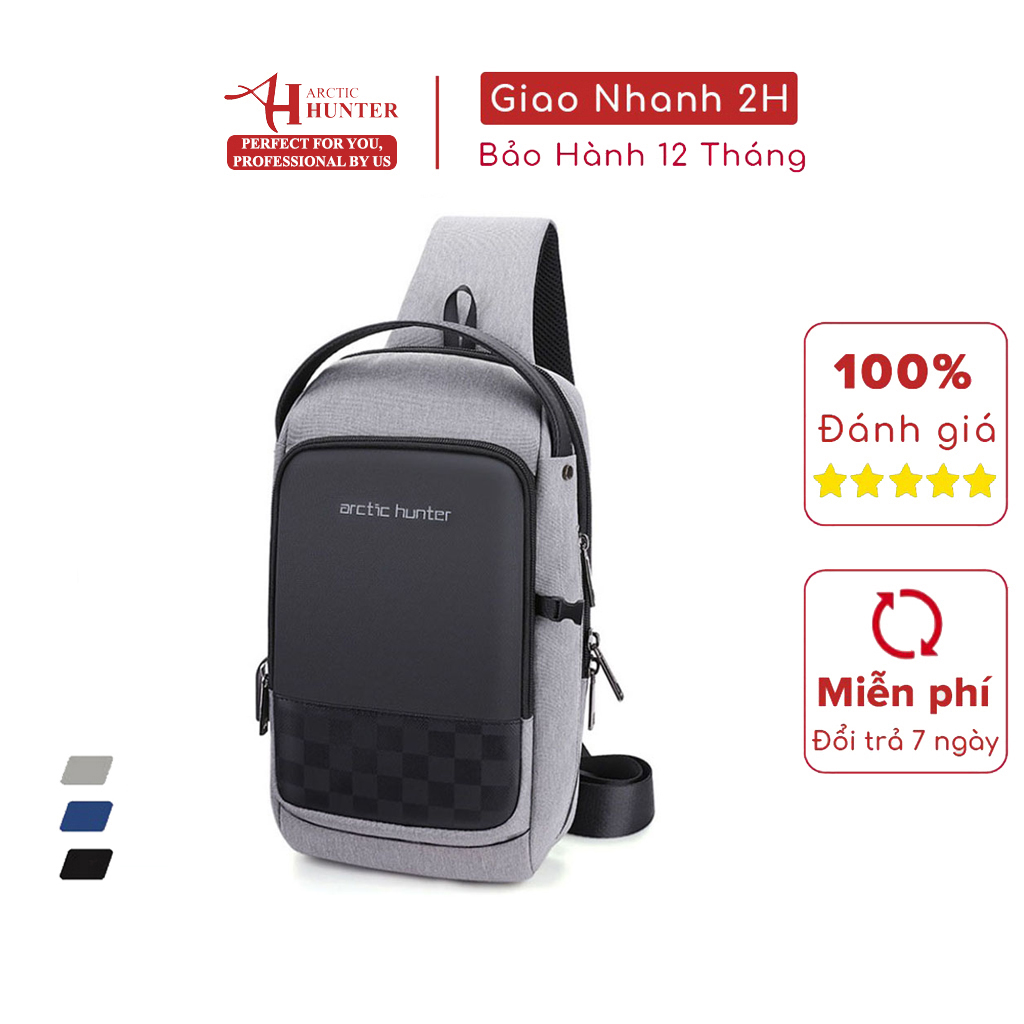 Túi đeo chéo Arctic Hunter XB00105 chất liệu Oxford chống thấm nước, unisex nam nữ,trang bị cổng sạc USB tiện dụng