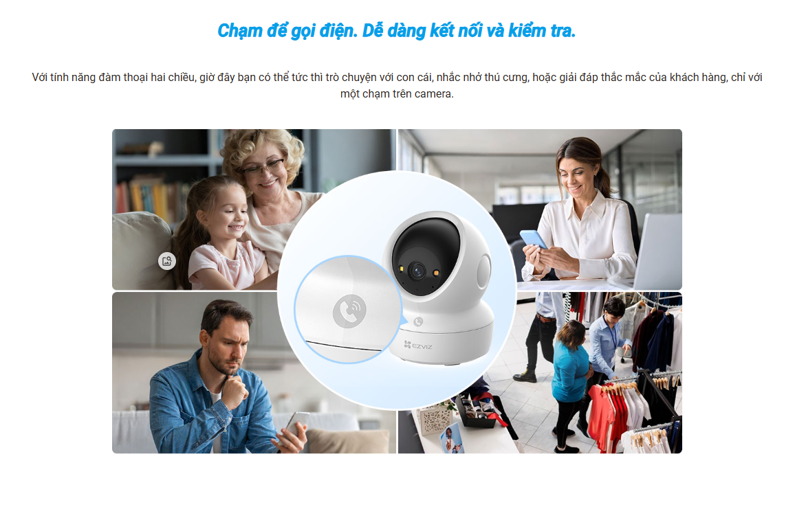 Camera wifi trong nhà EZVIZ H6C G1 4K Sắc nét, AI nhận diện người, thú cưng - hàng chính hãng