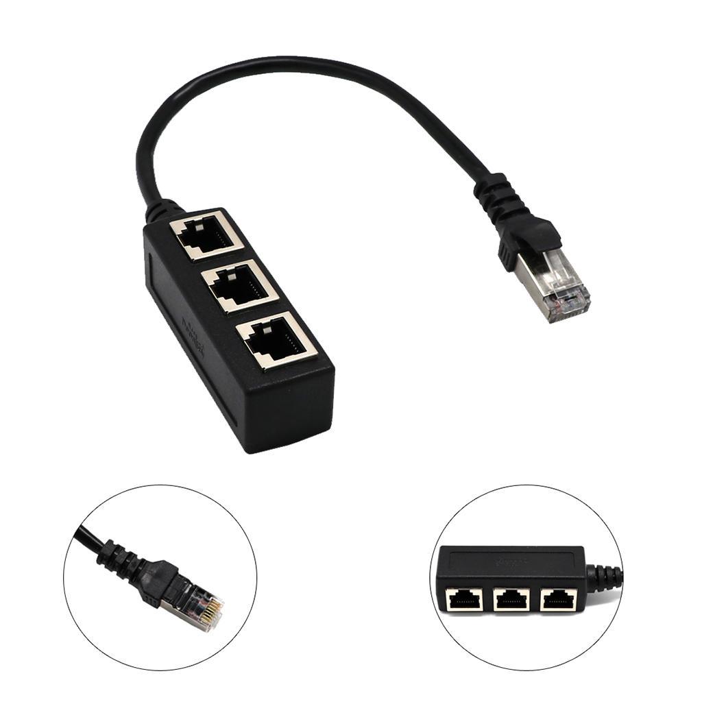 Coaxial F Connector Ethernet Wall Plate+RJ45 1 to 3 Network Splitter