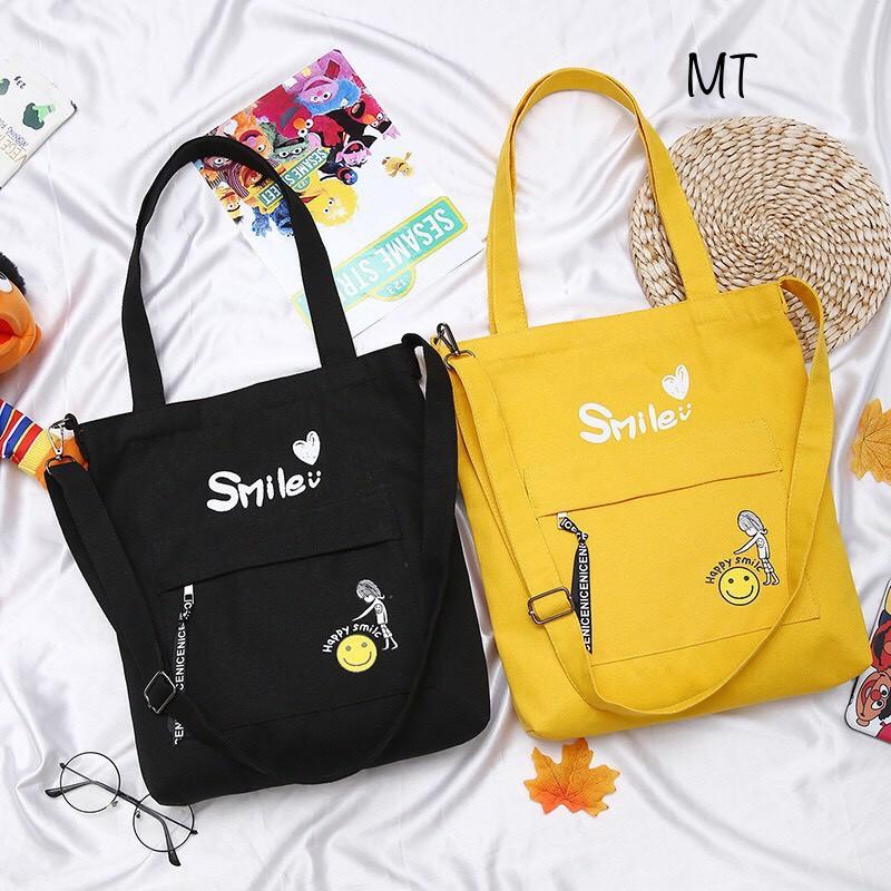 Túi Tote Vải Bố - Túi Đeo Chéo Nữ Hình Smile (Nhiều màu)