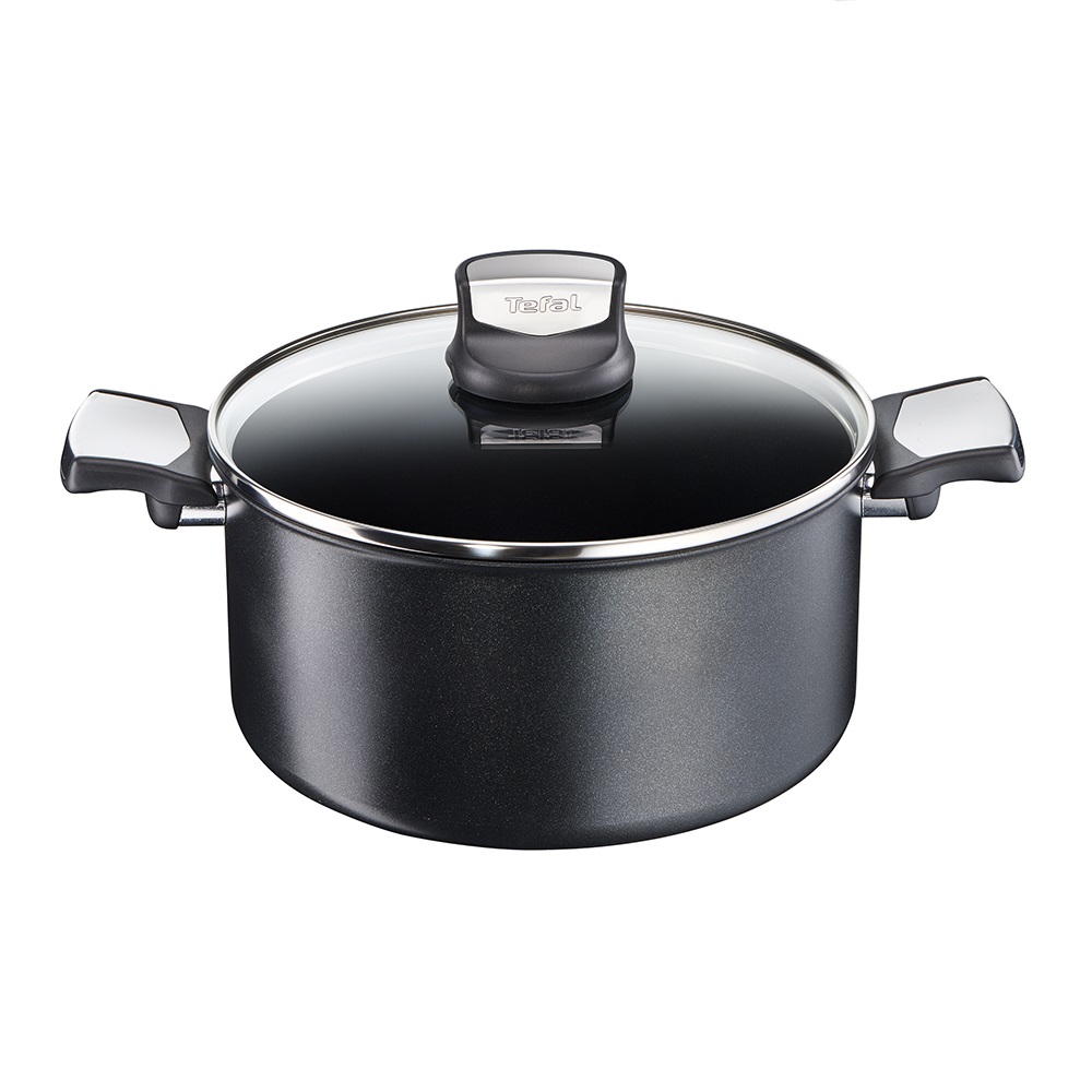 Nồi canh chống dính đáy từ Tefal Expertise C6207172 26cm hai quai có nắp (Đen) - Hàng chính hãng