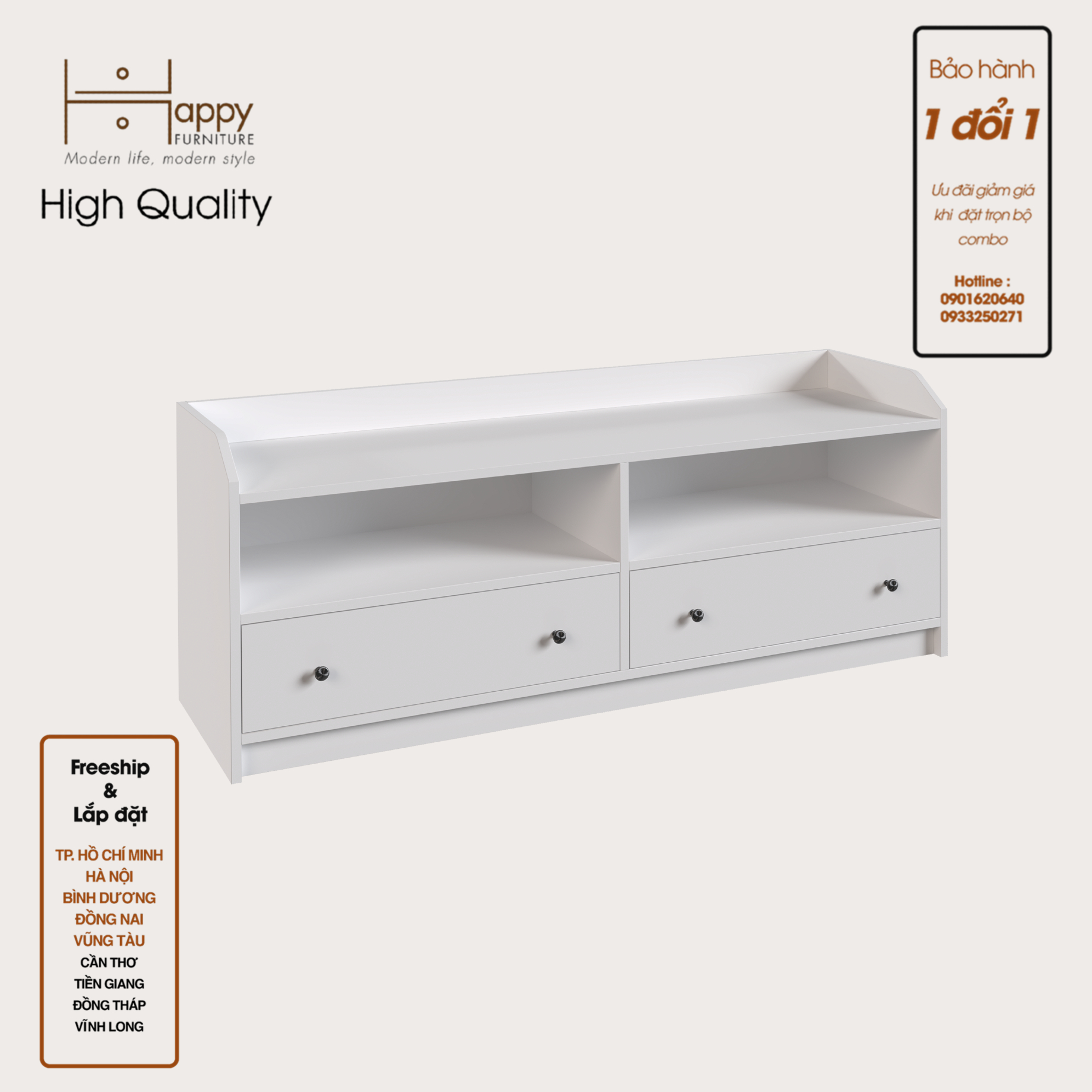 [Happy Home Furniture] CANA,  Tủ 4 ngăn kéo ,  138cm x 37cm x 54cm ( DxRxC), THK_011