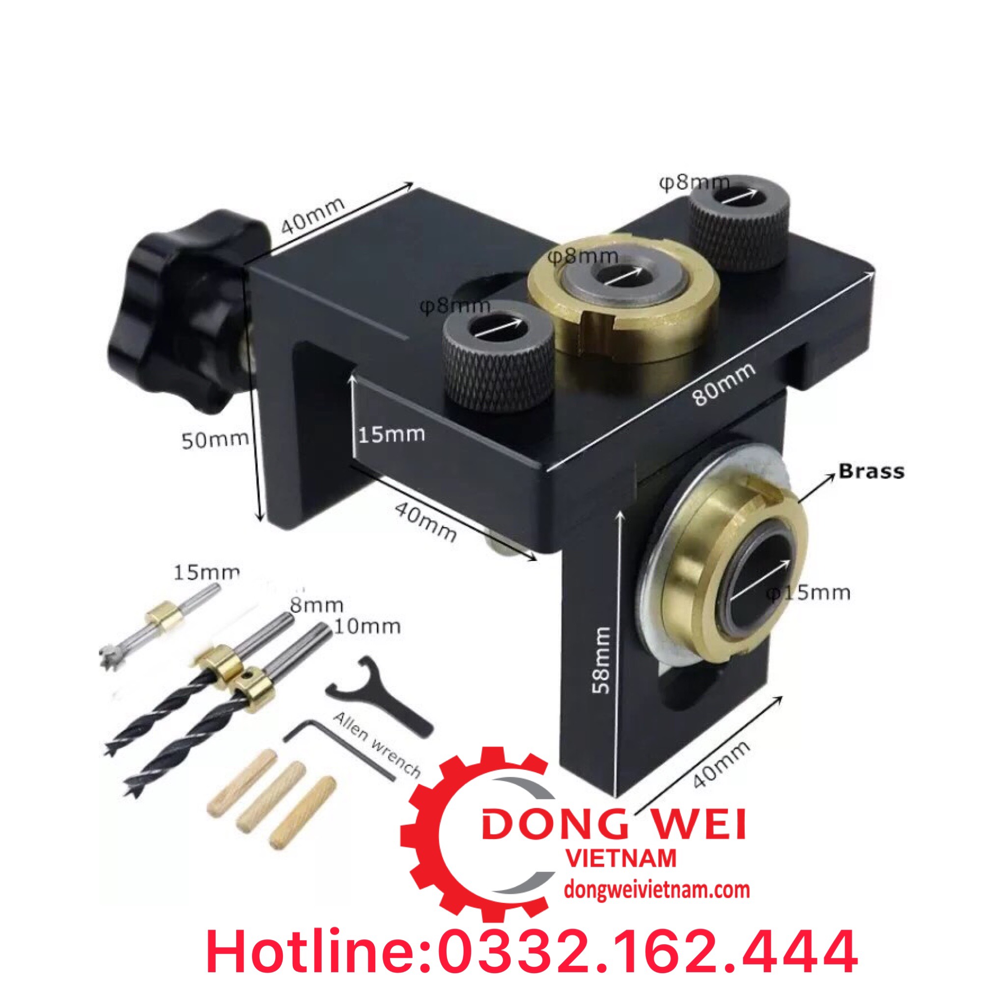 Cữ Khoan Ốc Cam Kết hợp Khoan Chốt Gỗ