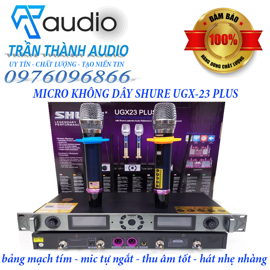 Micro Không Dây UGX 23 Plus Vỉ Tím hàng chính hãng có tự ngắt thế hệ 2023,Tặng kèm khay sạc pin tiểu + 4 viên pin gắn mic 1200mah