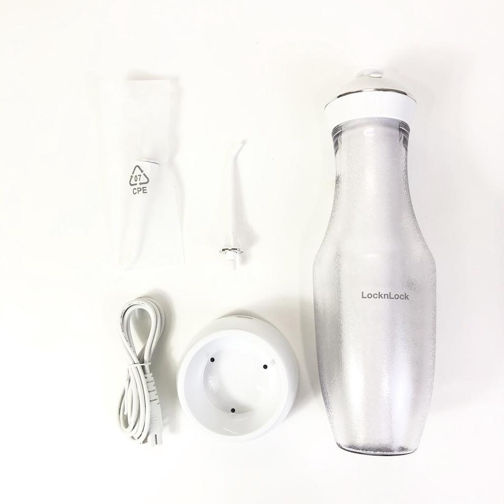 Máy tăm nước không dây Lock&Lock ENR126WHT dung tích 280ml, làm sạch lỗ siêu nhỏ 0,6mm Tặng túi vải - Hàng chính hãng - Hapos