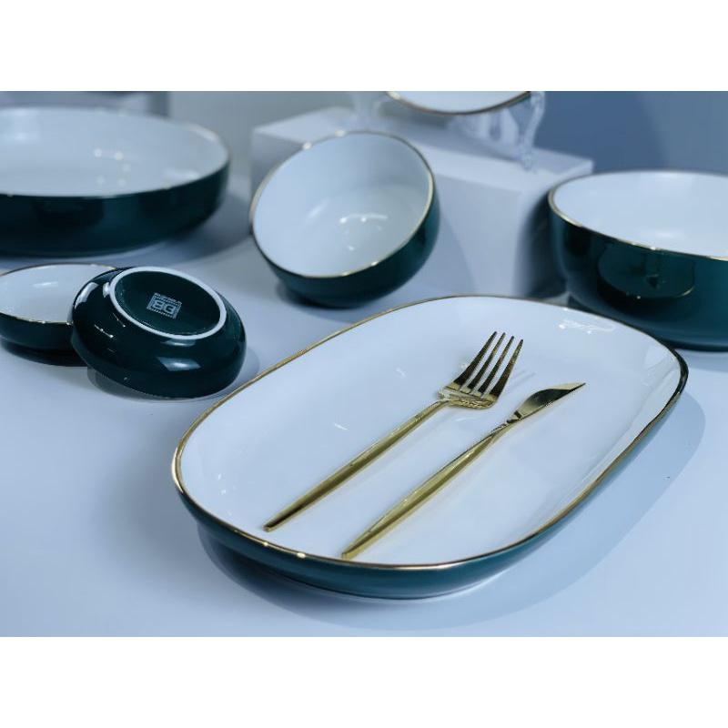 Bộ bát đĩa phong cách Bắc Âu cao cấp chuẩn sứ Bát Tràng