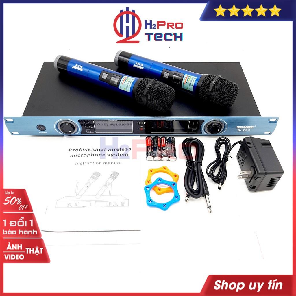 Bộ 2 Micro Không Dây, Mic Hát Karaoke Không Dây Shure BLXC9 Cao Cấp, Độ Nhạy Cao, Giảm Hú (Bộ Quà 39K)-H2Pro Tech