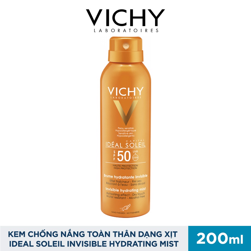 Kem Chống Nắng Toàn Thân Dạng Xịt SPF 50 PA+++ Vichy Ideal Soleil Invisible Hydrating Mist ﻿200ml