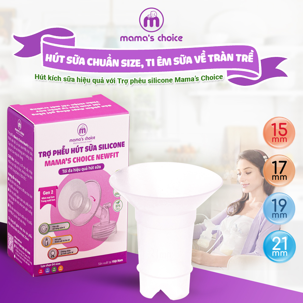 Trợ Phễu Silicone Mama's Choice NewFit, Đệm Hạ Size Phễu Size 15-17-19-21mm, Hút Sữa Hiệu Quả và Êm Ái - 2 Cái GIÁ TỐT