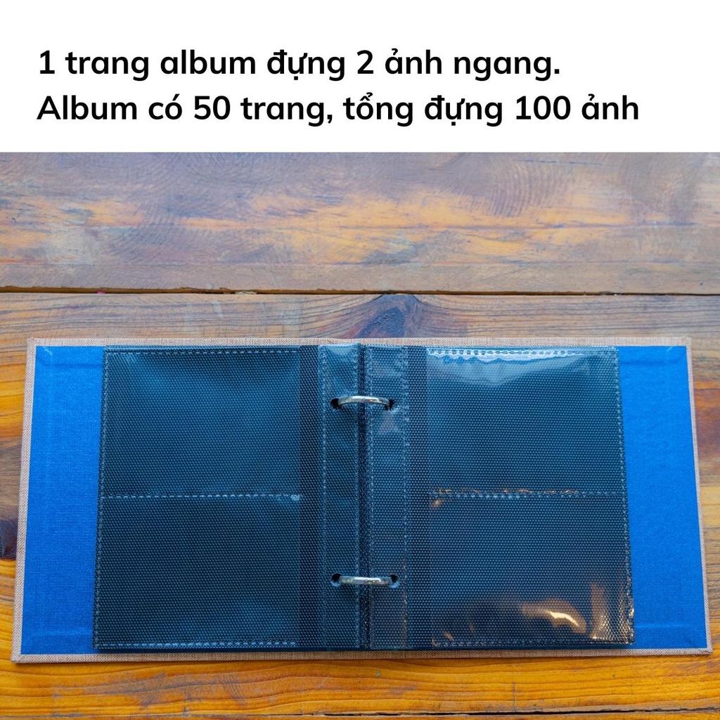 Album ảnh 6x9 đựng 100 tấm bìa vải vintage binder card, quà tặng, để ảnh cho con, để lomo card