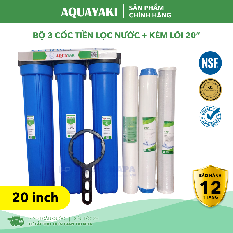 Bộ Lọc Thô 3 Cấp 20 inch AQUAYAKI AQUA-S203 Lọc Nước Đầu Nguồn, Sinh Hoạt, Bộ Lọc Thô Bán Công Nghiệp - Hàng Chính Hãng