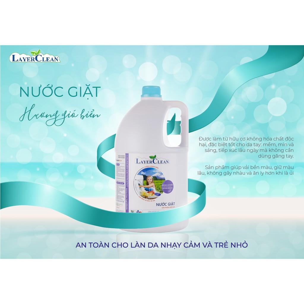 {HÀNG VIỆT NAM} Nước Giặt Hữ Cơ Hương Gió Biển 5L Organic Layer Clean Không Chứa Hóa Chất An Toàn Cho Da